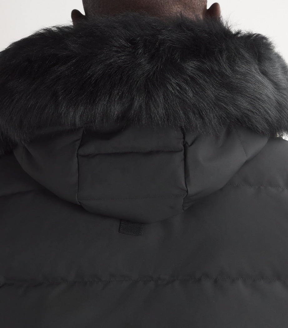 Moose Knuckles Black Down Cloud Bomber Puffer Jacket