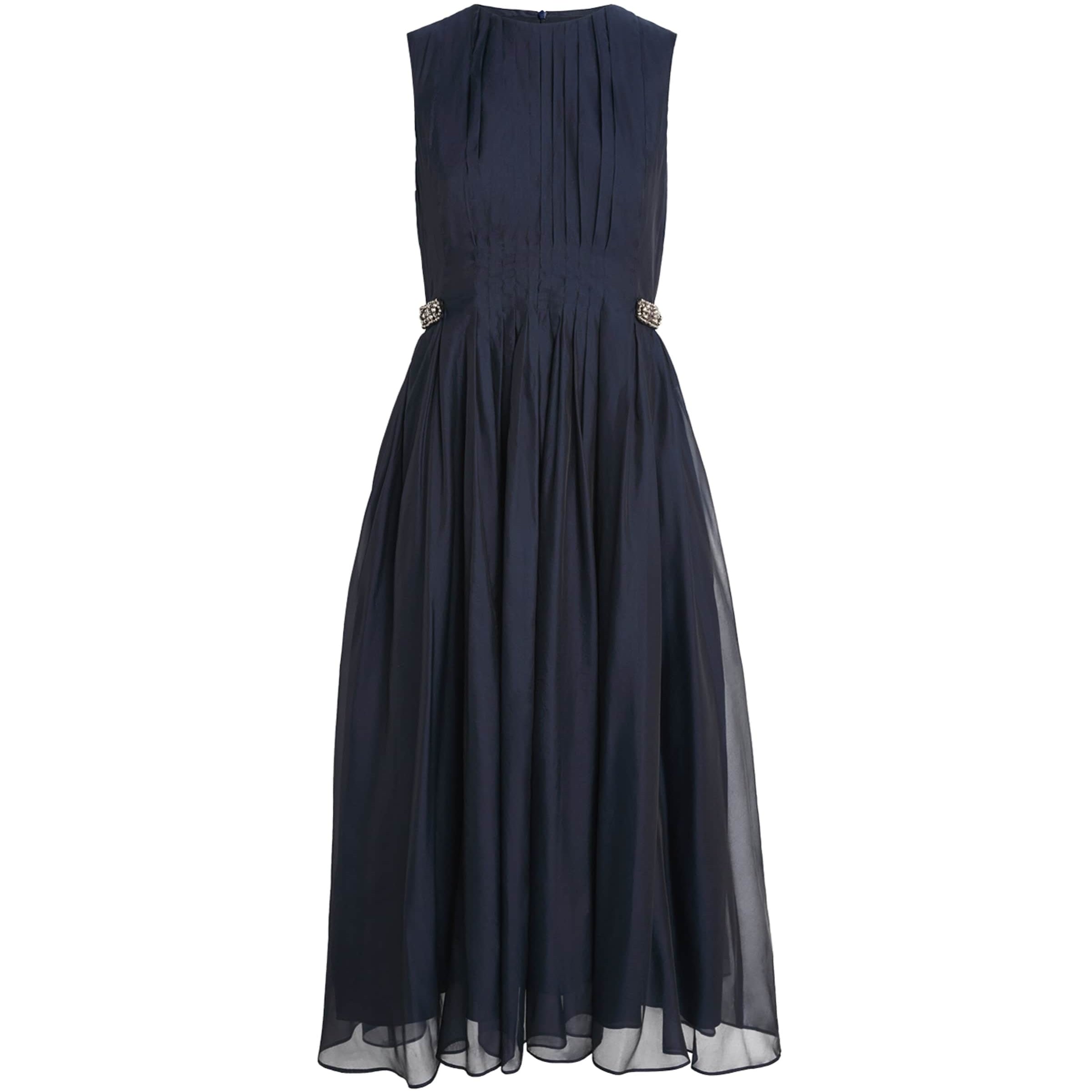 Max Mara Blue Silk Pleated Midi Dress