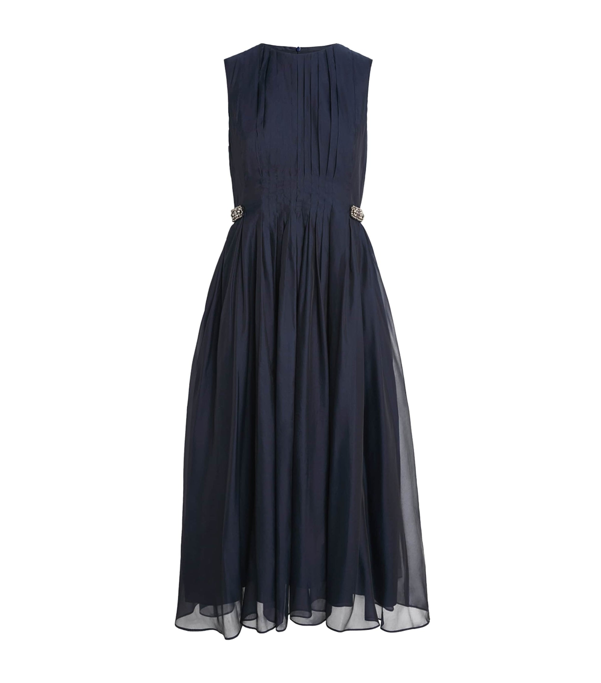Max Mara Blue Silk Pleated Midi Dress