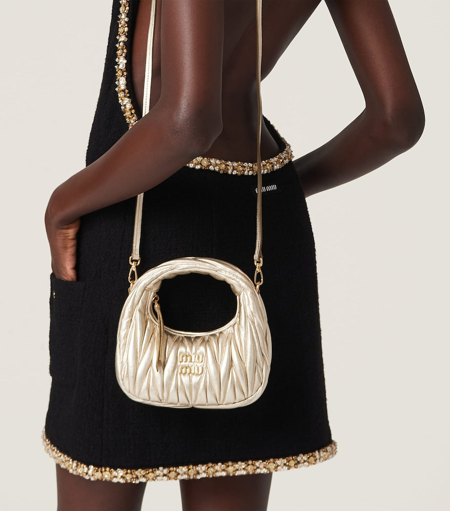 Metallic Mini Matelassé Leather Wander Top-Handle Bag