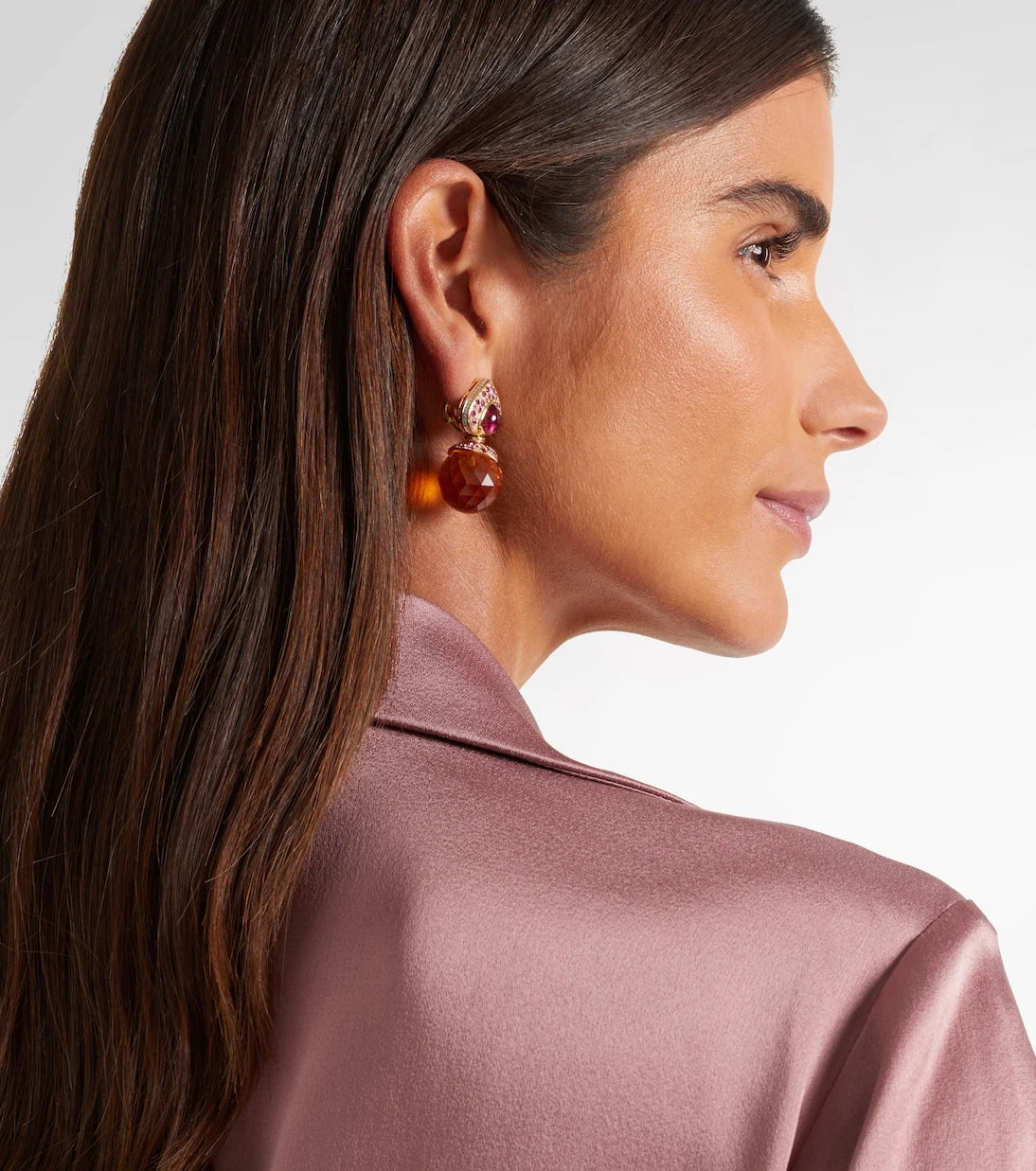 Marina B - Acilla 18kt gold drop earrings with gemstones