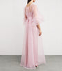 Rosamosario Pink Silk Ruffle Long Robe