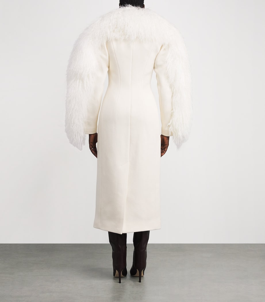 Virgin Wool Boa Coat 110 OFF-WHITE