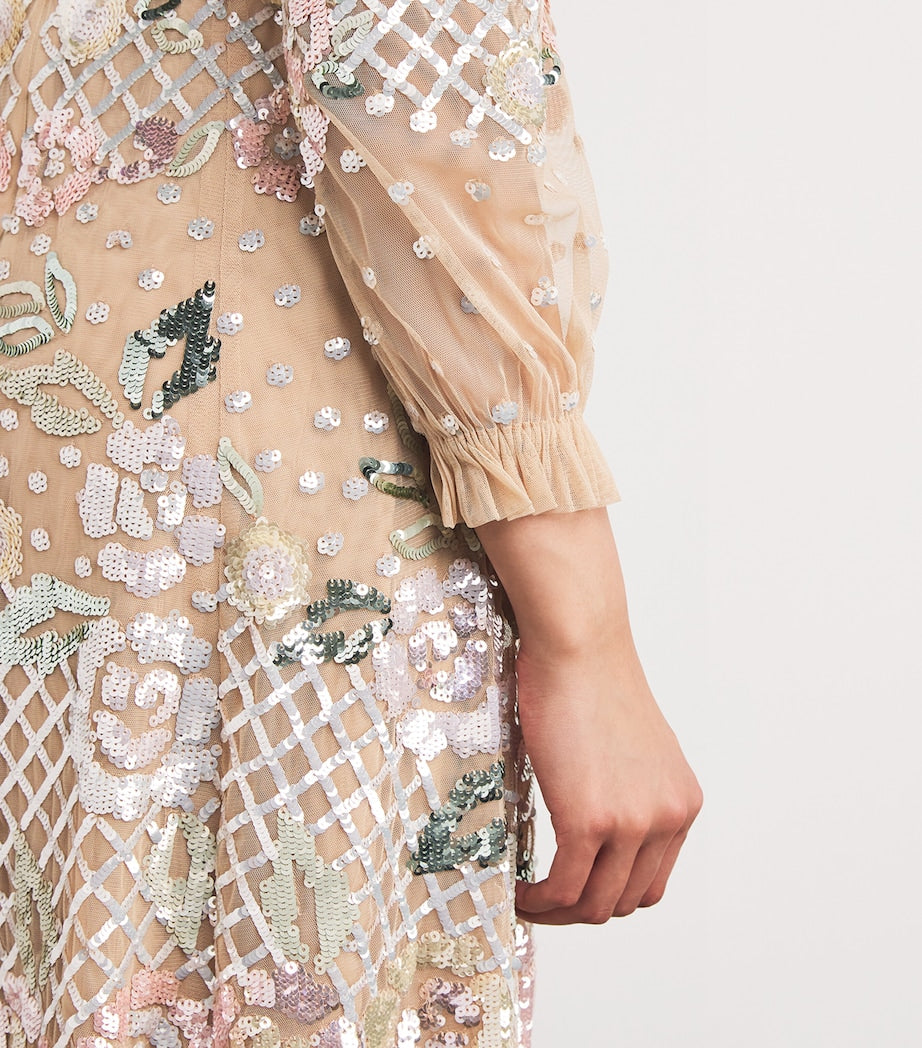 Needle & Thread Beige Embellished Rosalie Maxi Dress