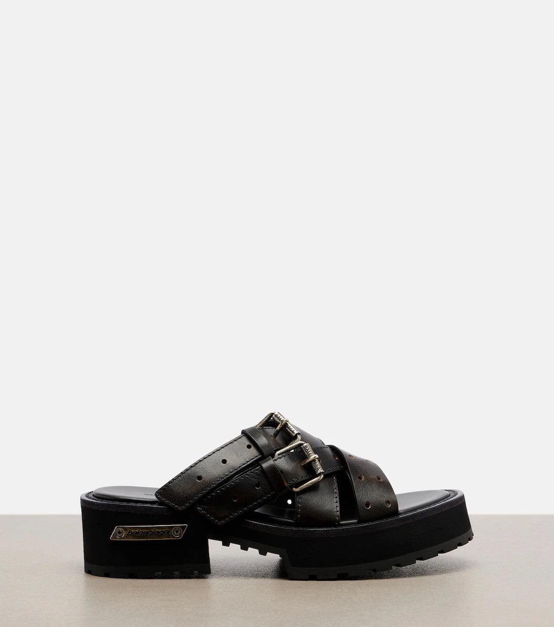 Balenciaga - Venom leather platform mules