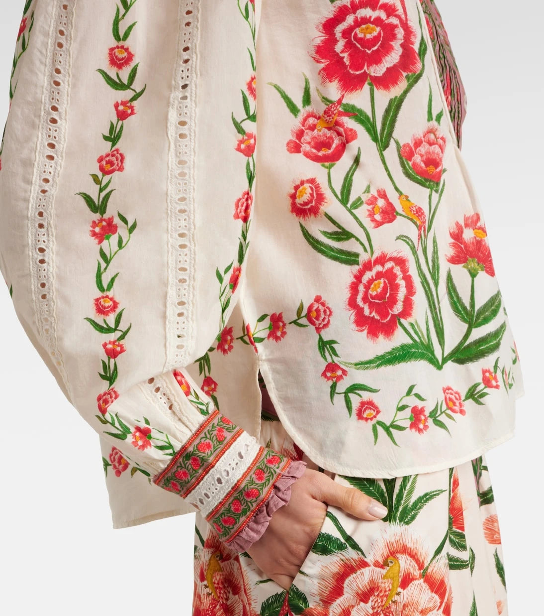 Farm Rio - Printed cotton-blend blouse