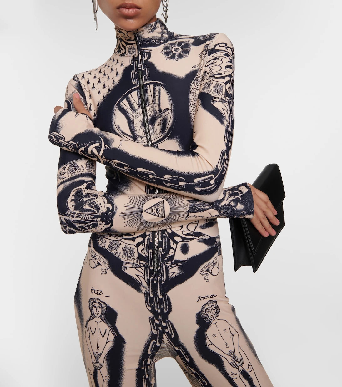 Jean Paul Gaultier - Tattoo Collection printed jersey catsuit
