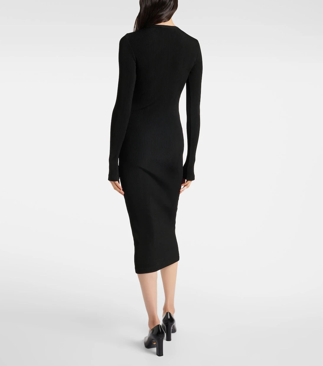 Prada - Logo ribbed-knit midi dress