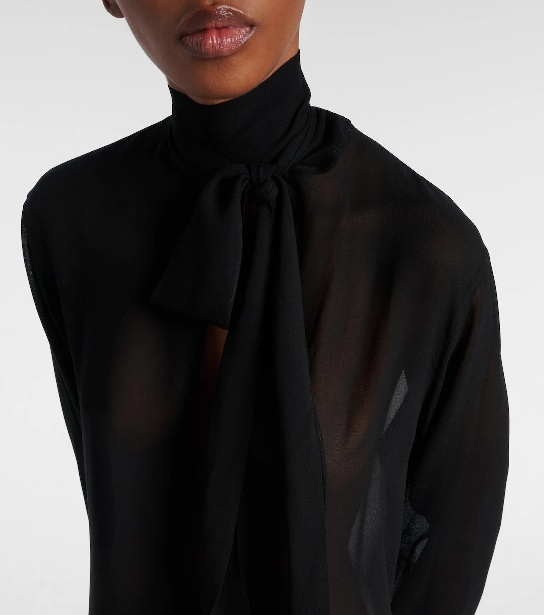 Alaïa - Bağlamalı yakalı jorjet bluz