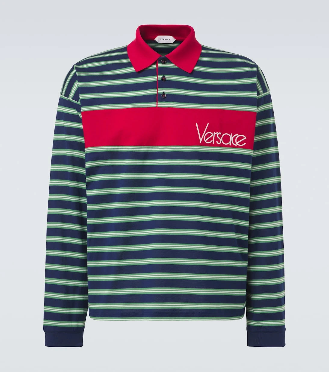 Versace - Striped cotton jersey polo shirt
