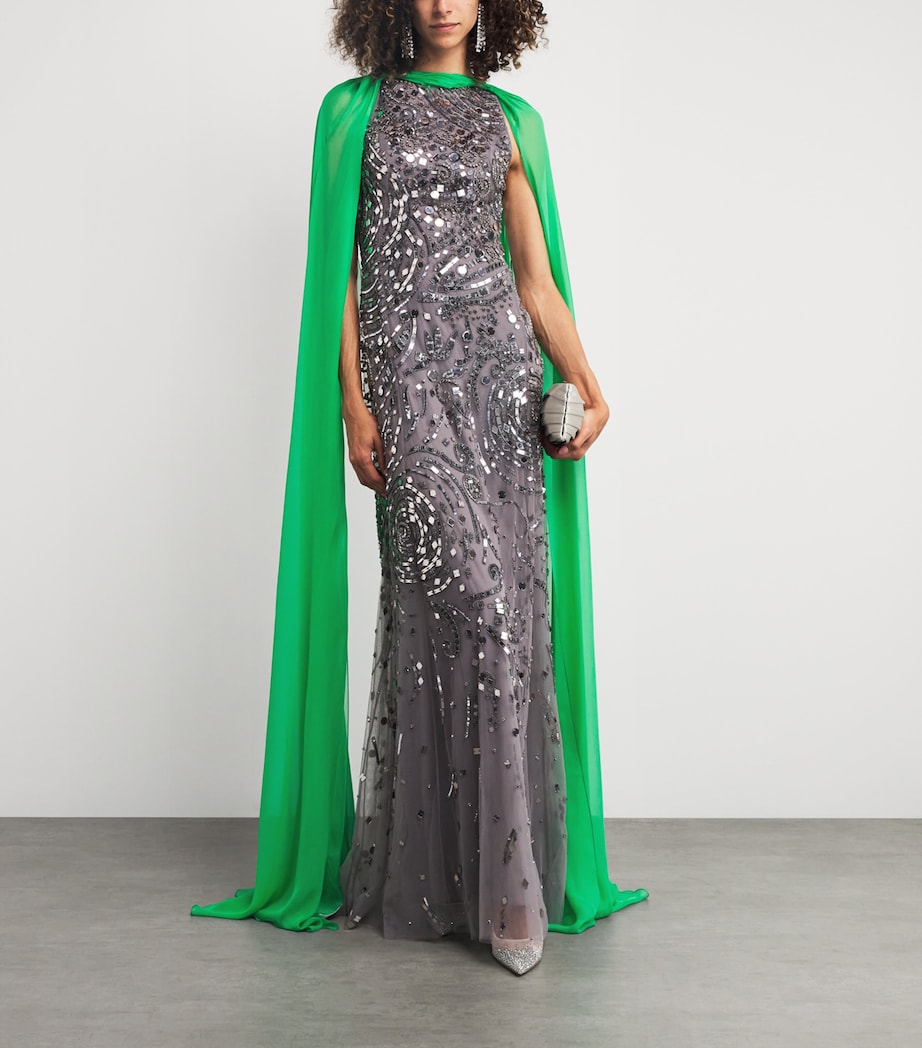 Zuhair Murad Green Silk Chiffon Scarf
