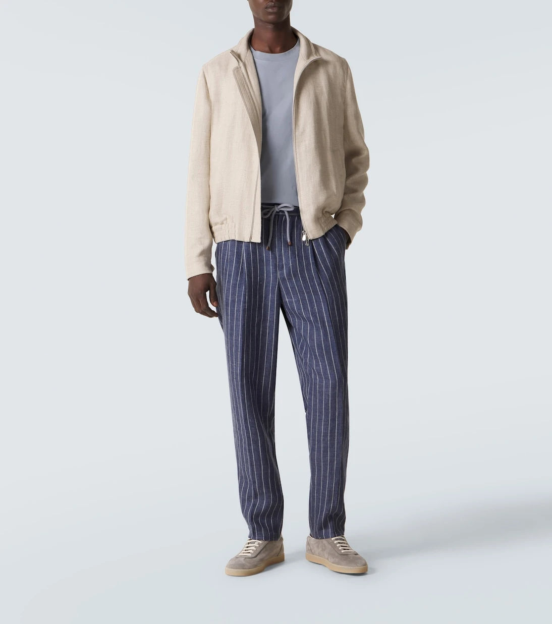 Brunello Cucinelli - Striped linen straight pants