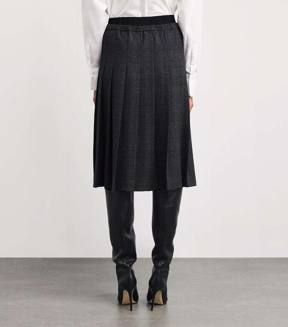 Pleated Rhinestone-Embellished Midi Skirt