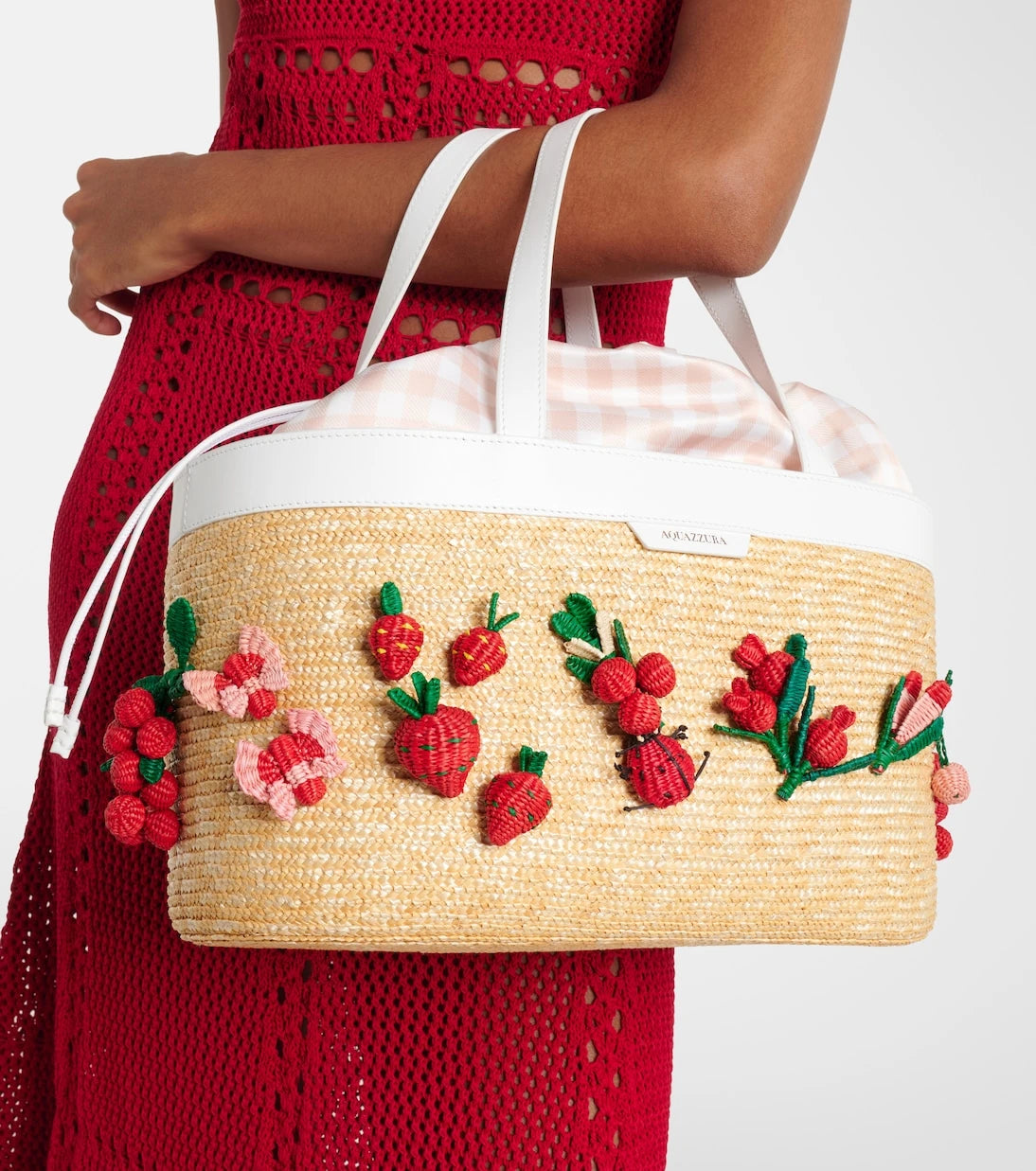 Aquazzura - Botanica Medium raffia tote bag