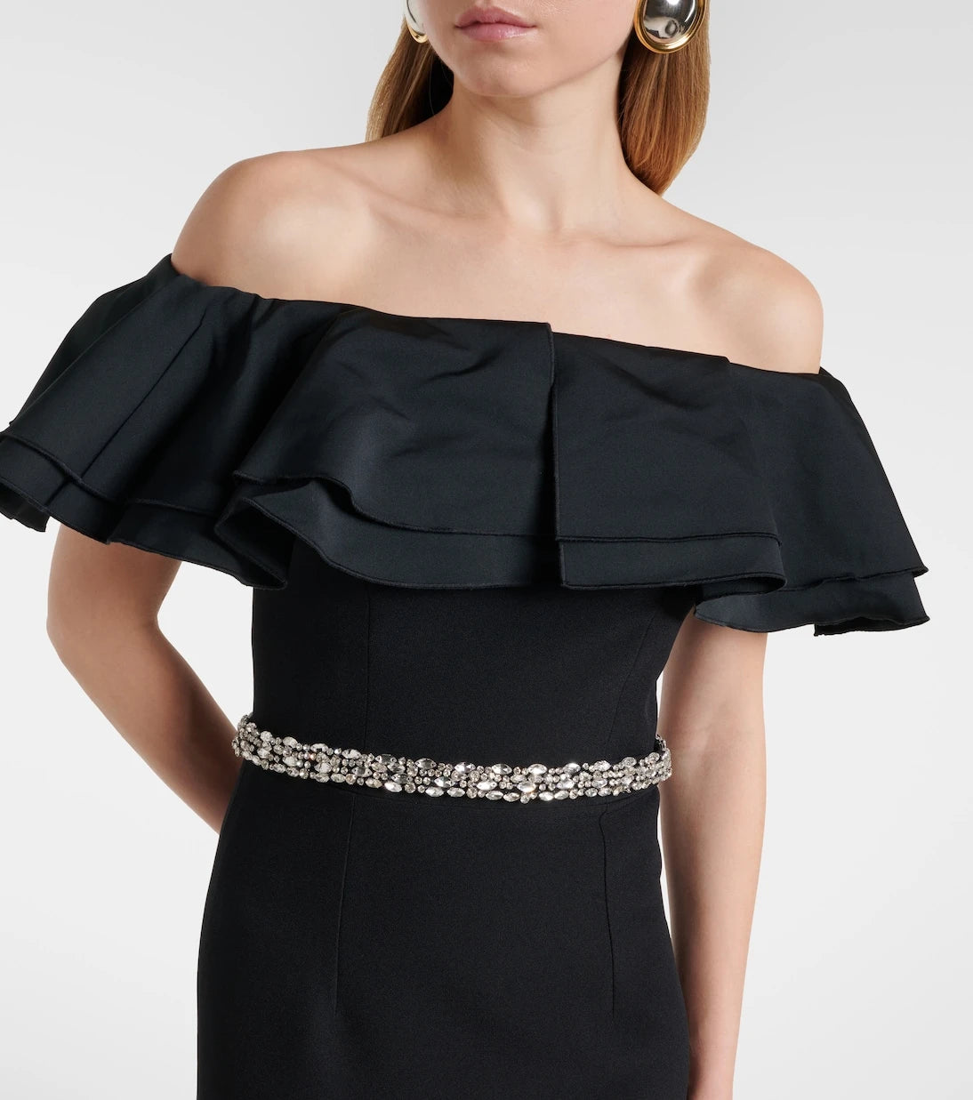 Safiyaa - Ryan crystal-embellished ruffled crêpe gown