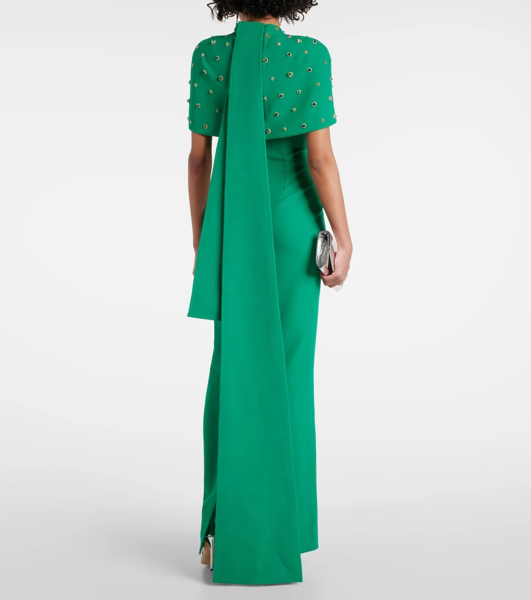 Safiyaa - Kalika embellished caped crêpe gown