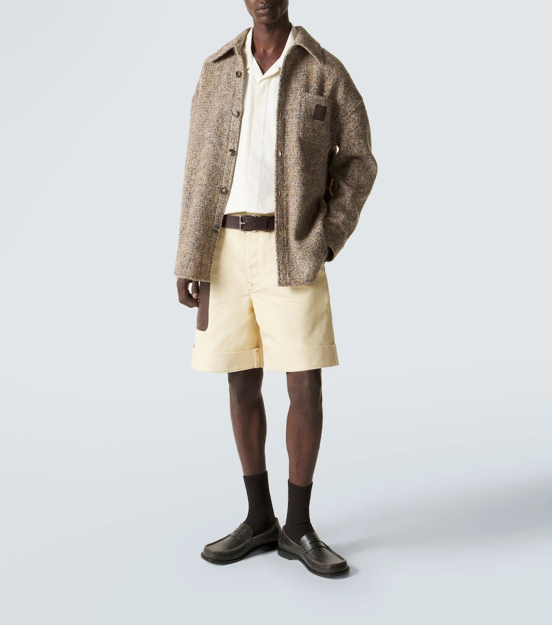 Loewe - Anagram leather-trimmed cotton shorts