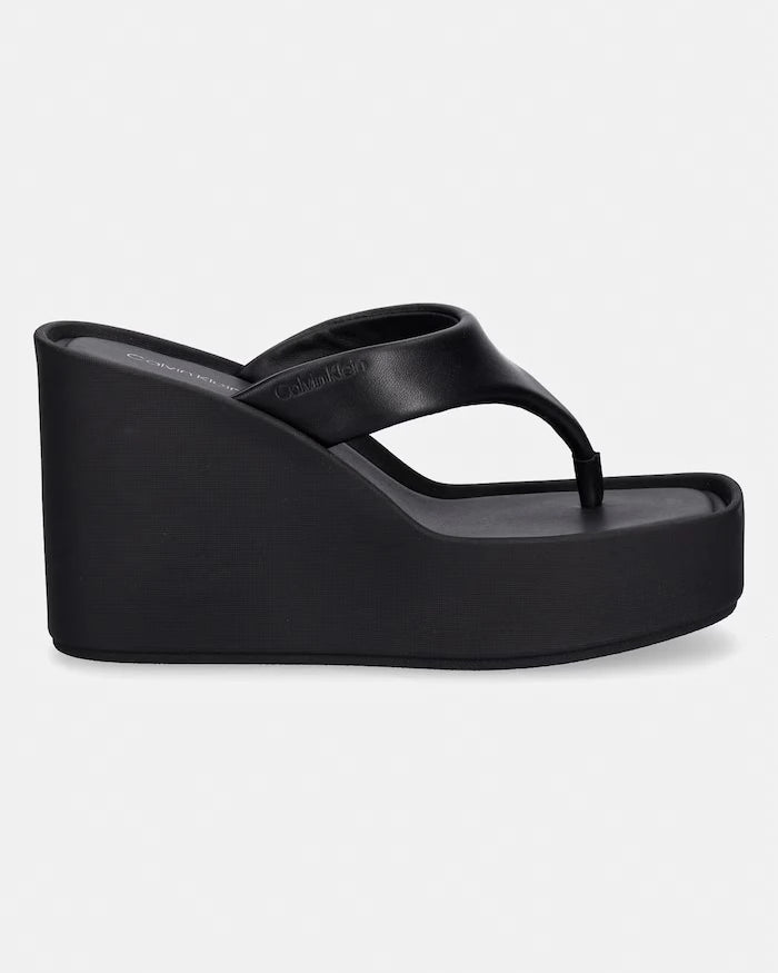 Calvin Klein Kadın Deri WEDGE 70 SNDL THONG Terlik