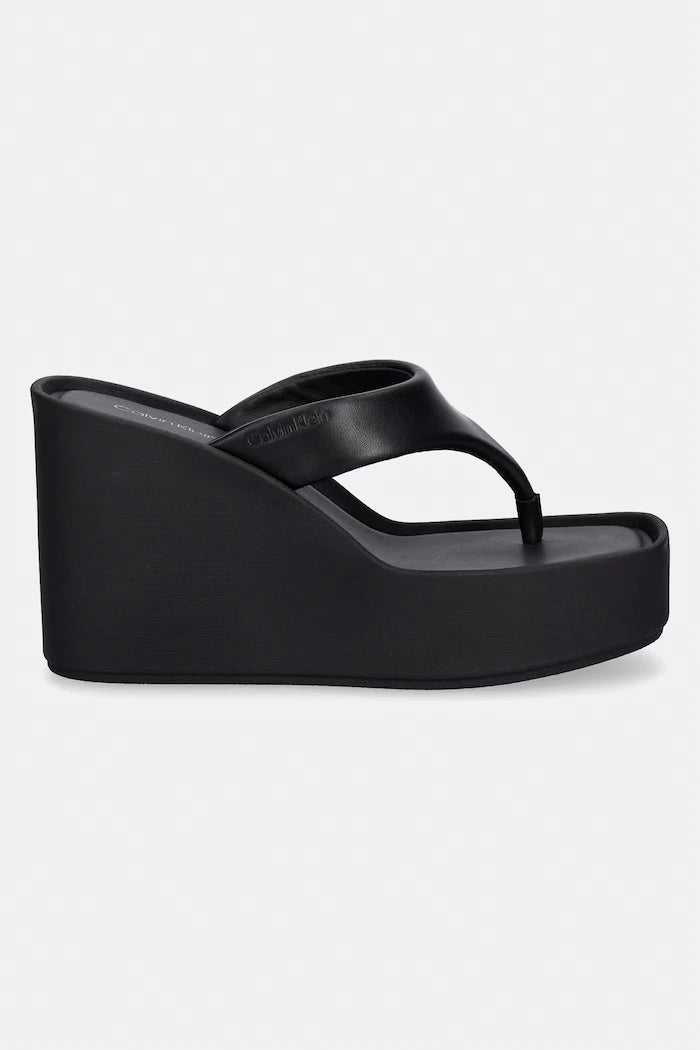 Calvin Klein Kadın Deri WEDGE 70 SNDL THONG Terlik