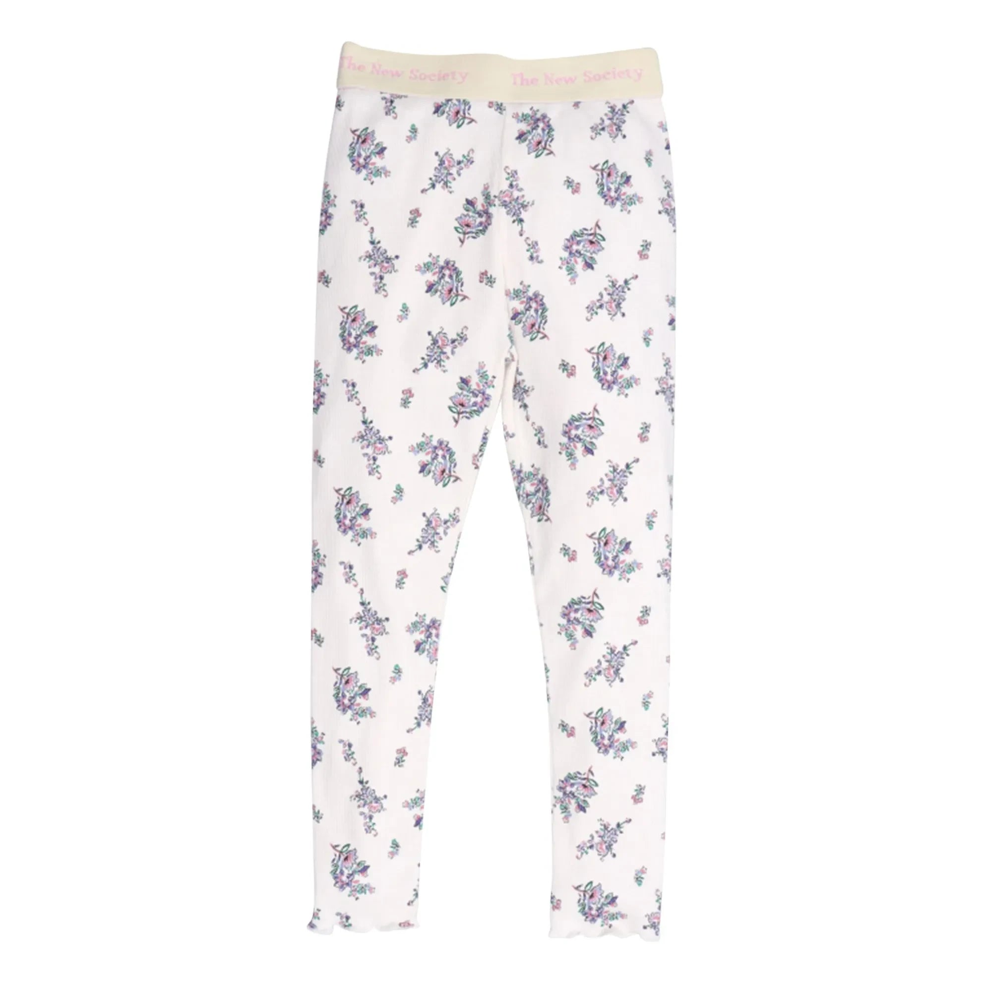 the new society - Floral Ribbed Legging | Beige