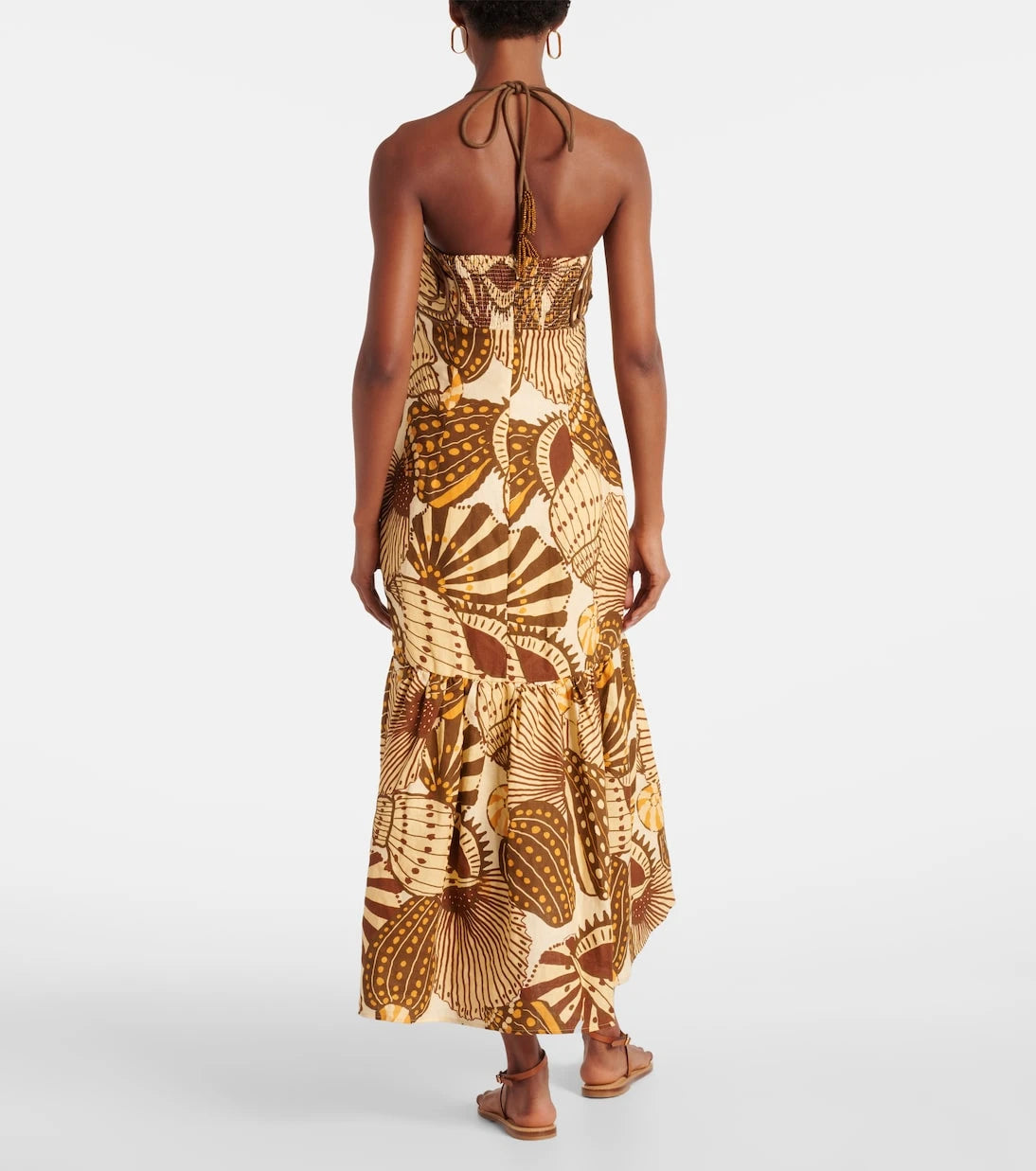 Farm Rio - Shell Mix printed linen midi dress