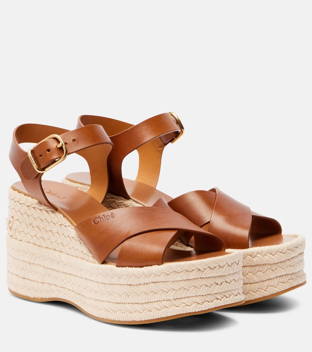 Chloé - Isla leather espadrille wedges