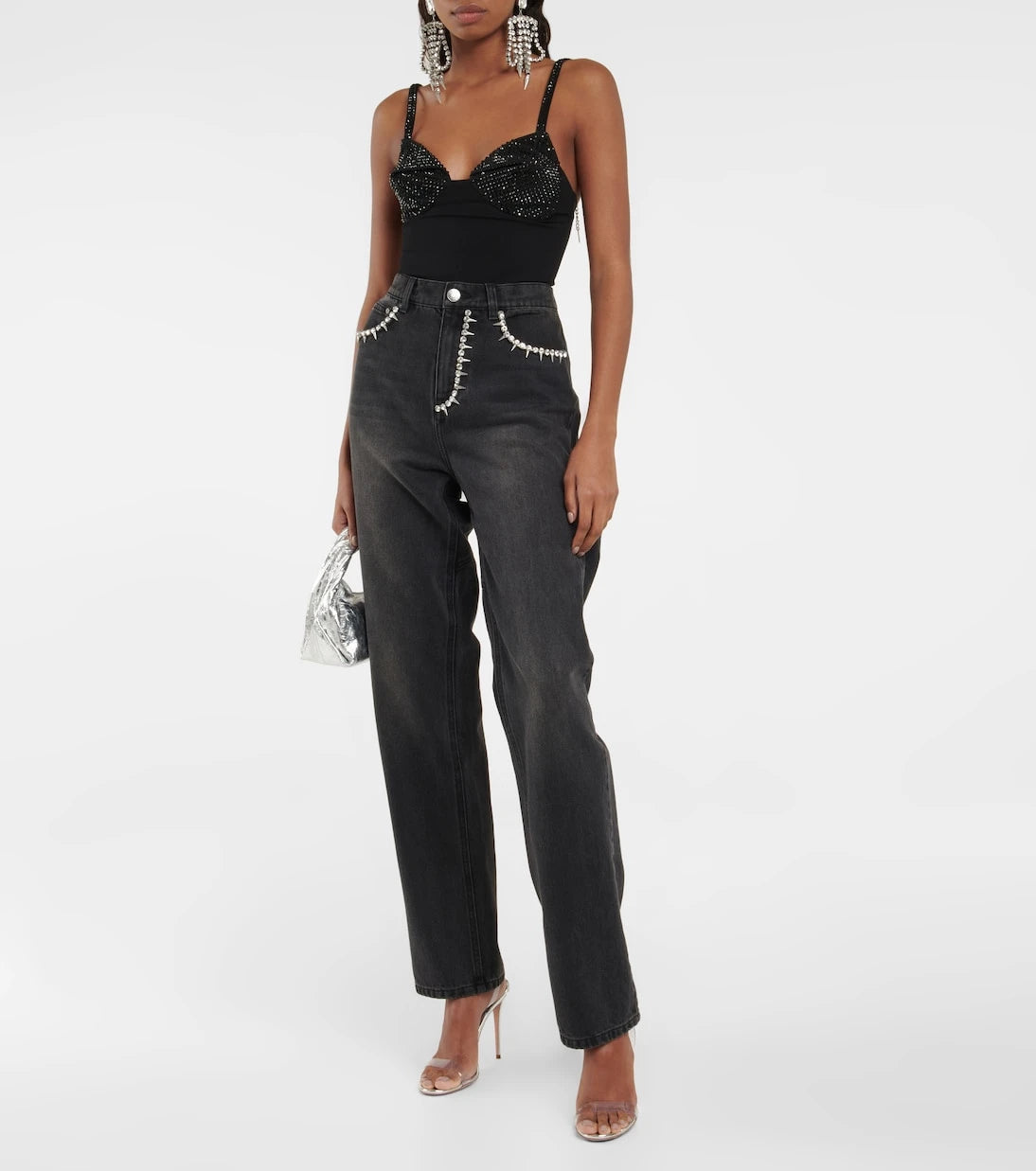 Area - Embellished jersey bodysuit
