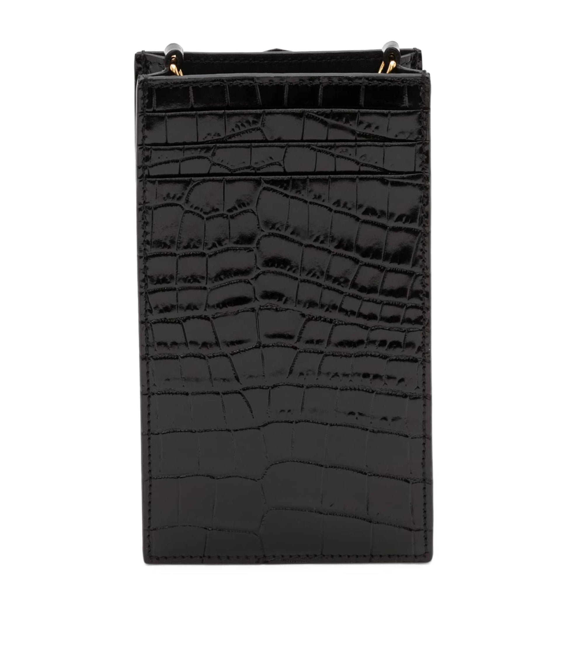 McQueen Skull-embellished croc-embossed leather phone case