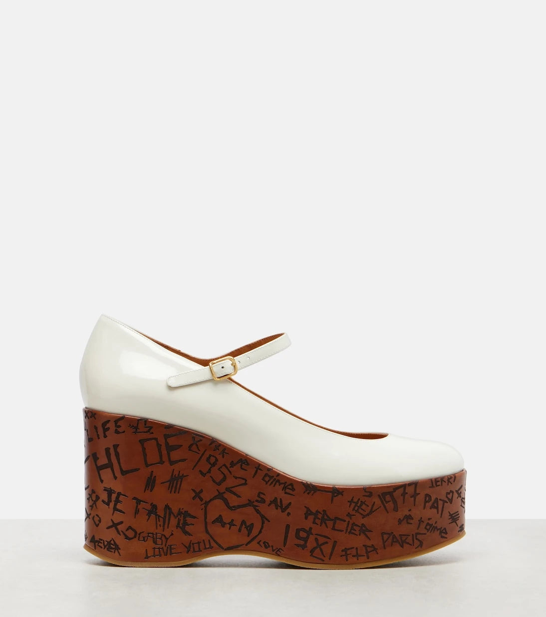 Chloé - Maxime leather Mary Jane wedge pumps