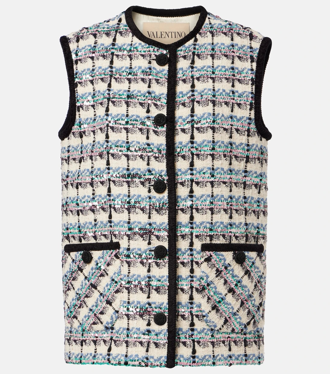 Valentino - Mossi sequined cotton-blend tweed vest
