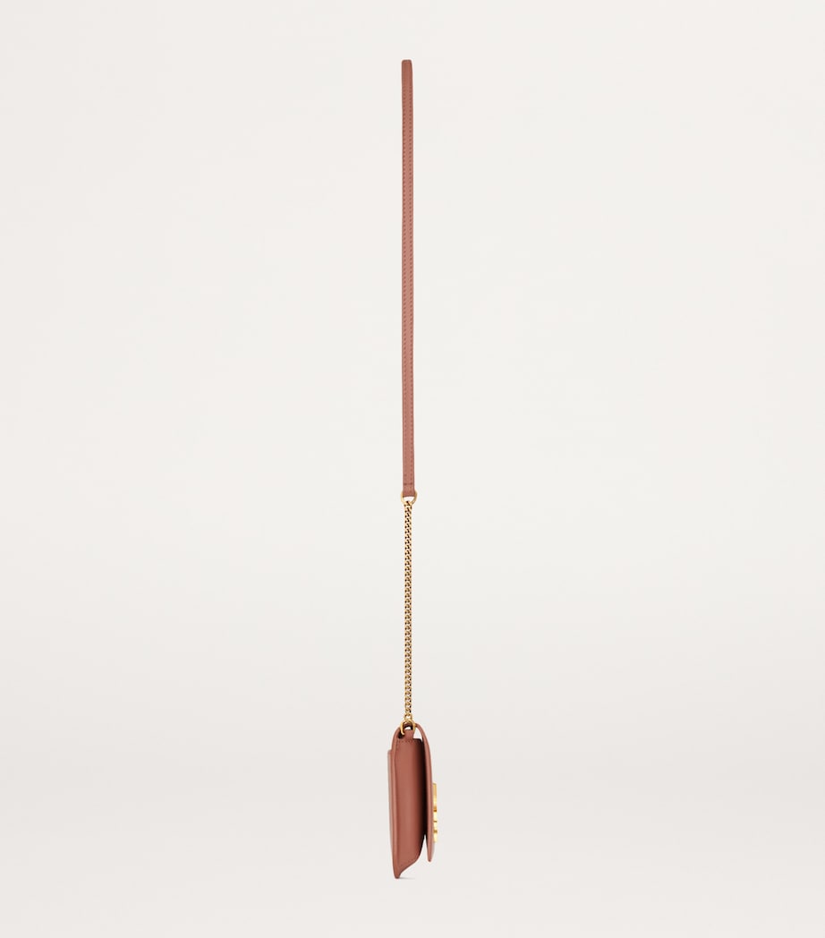 Saint Laurent Pink Leather Cassandre Phone Holder