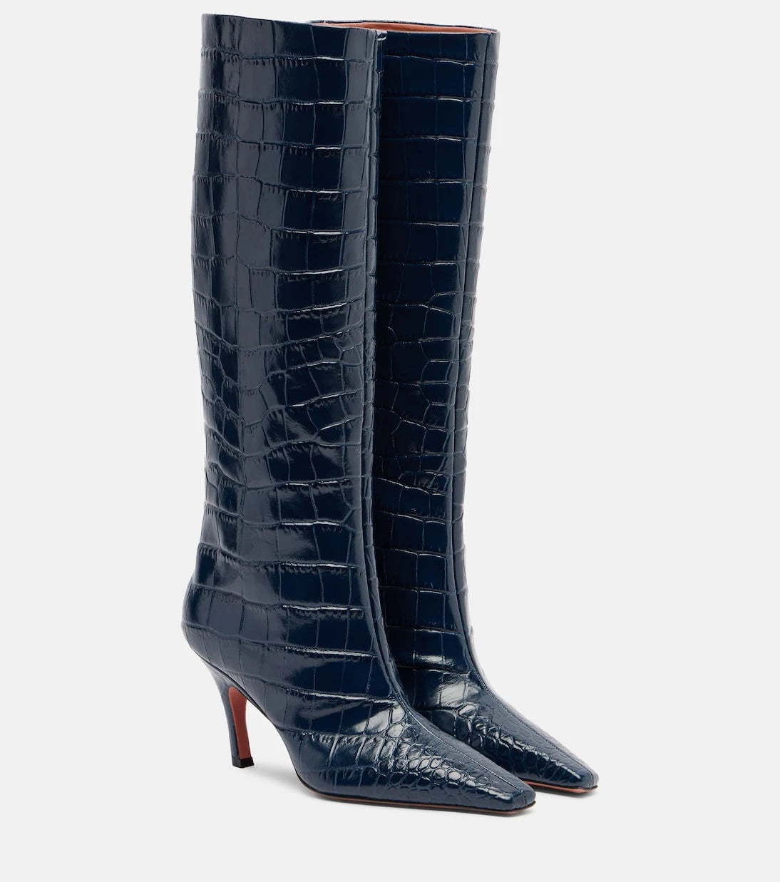 Amina Muaddi - Mona croc-effect leather knee-high boots