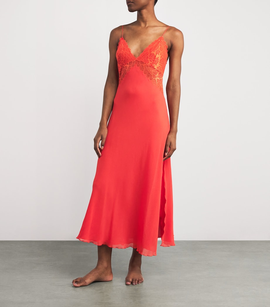Bocan Orange Silk Chiffon Slip Nightdress