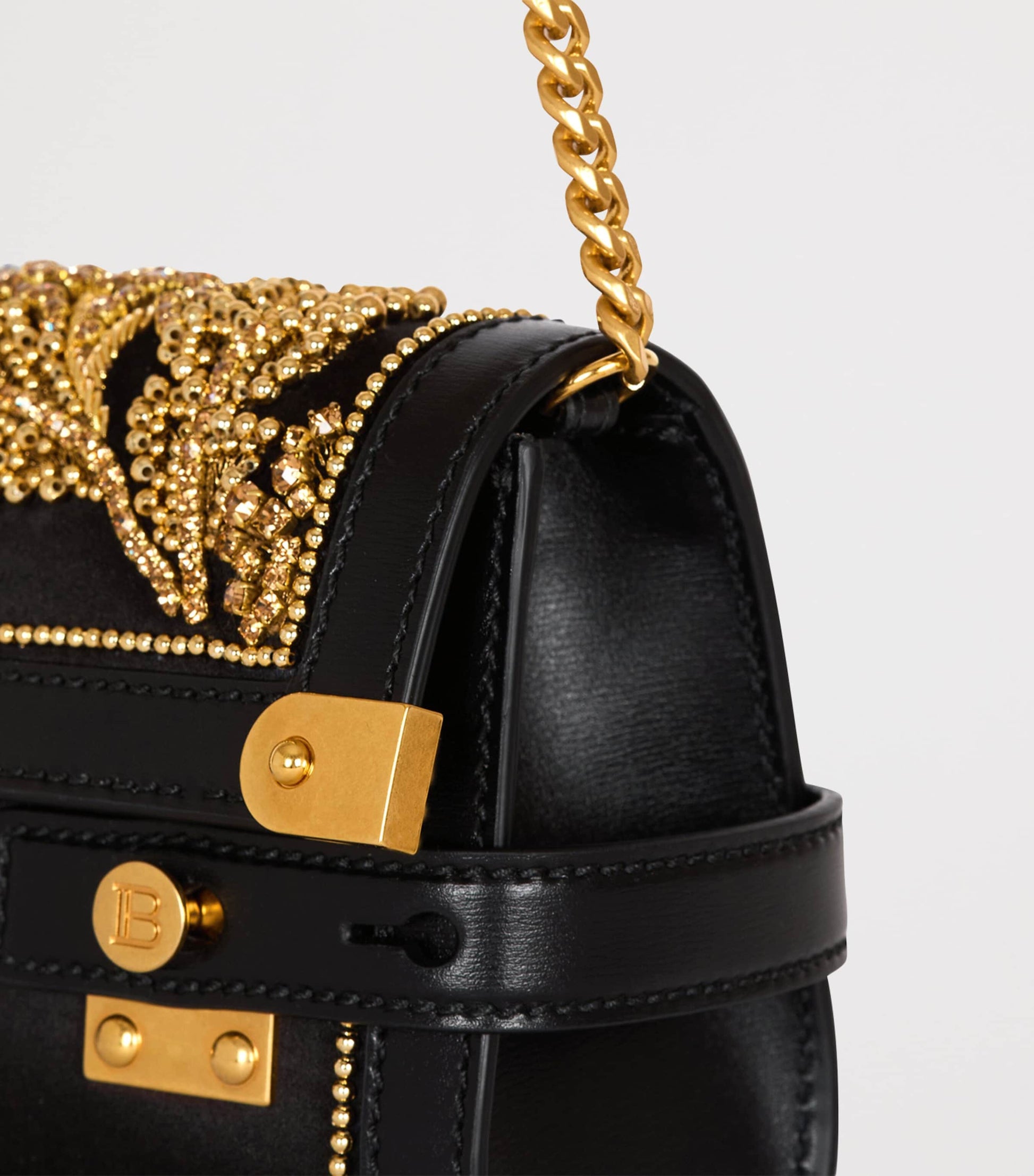 Balmain Black Leather B-Buzz 23 Clutch Bag