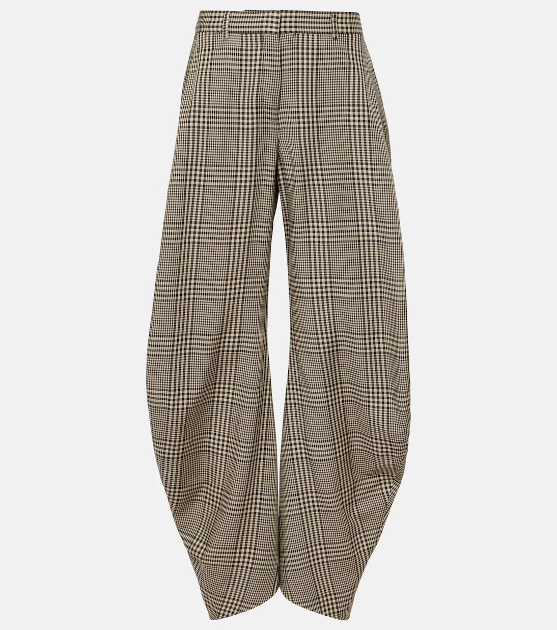 Acne Studios - بنطلون كاروهات بقصة ساق برميلية وخصر متوسط الارتفاع