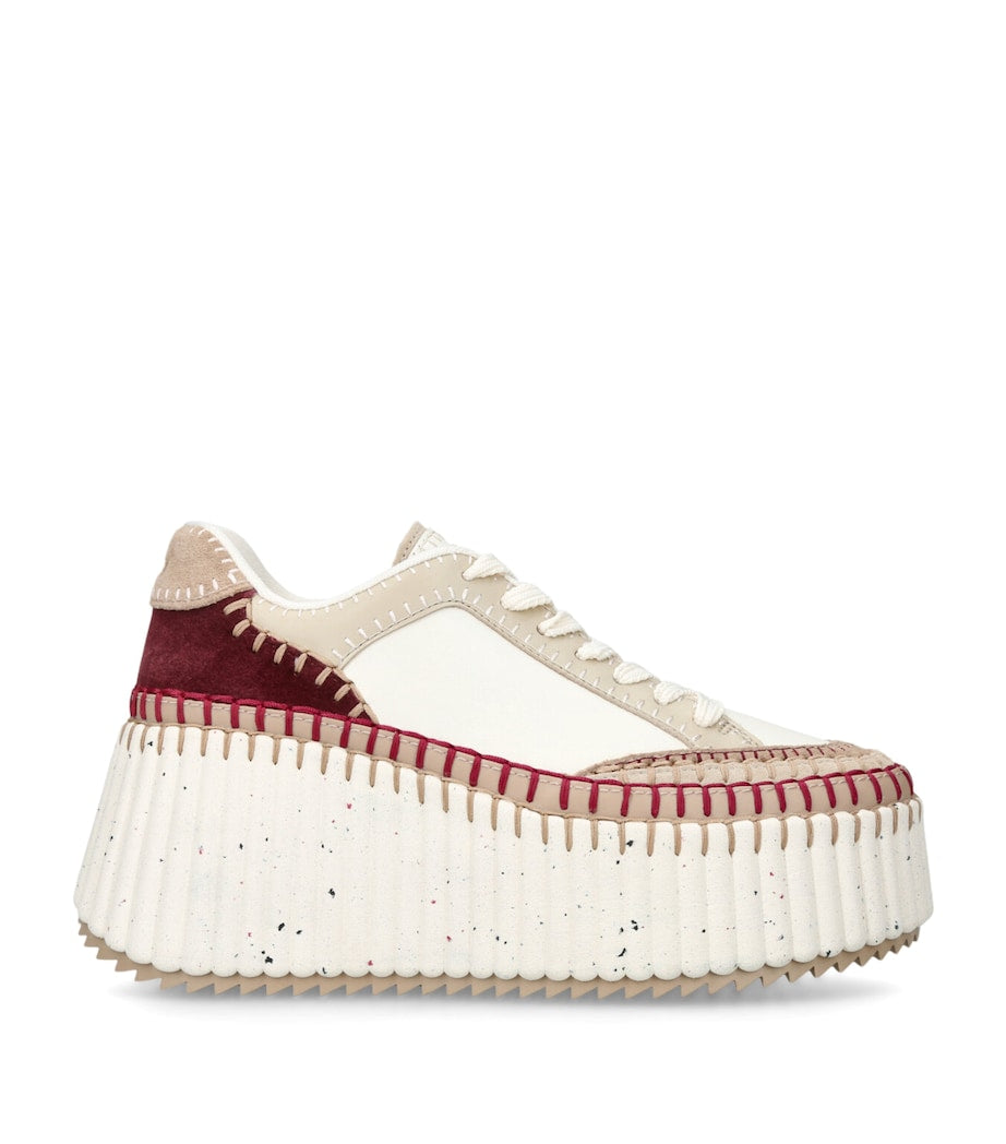 Chloé Beige Leather Nama Runner Platform Sneakers