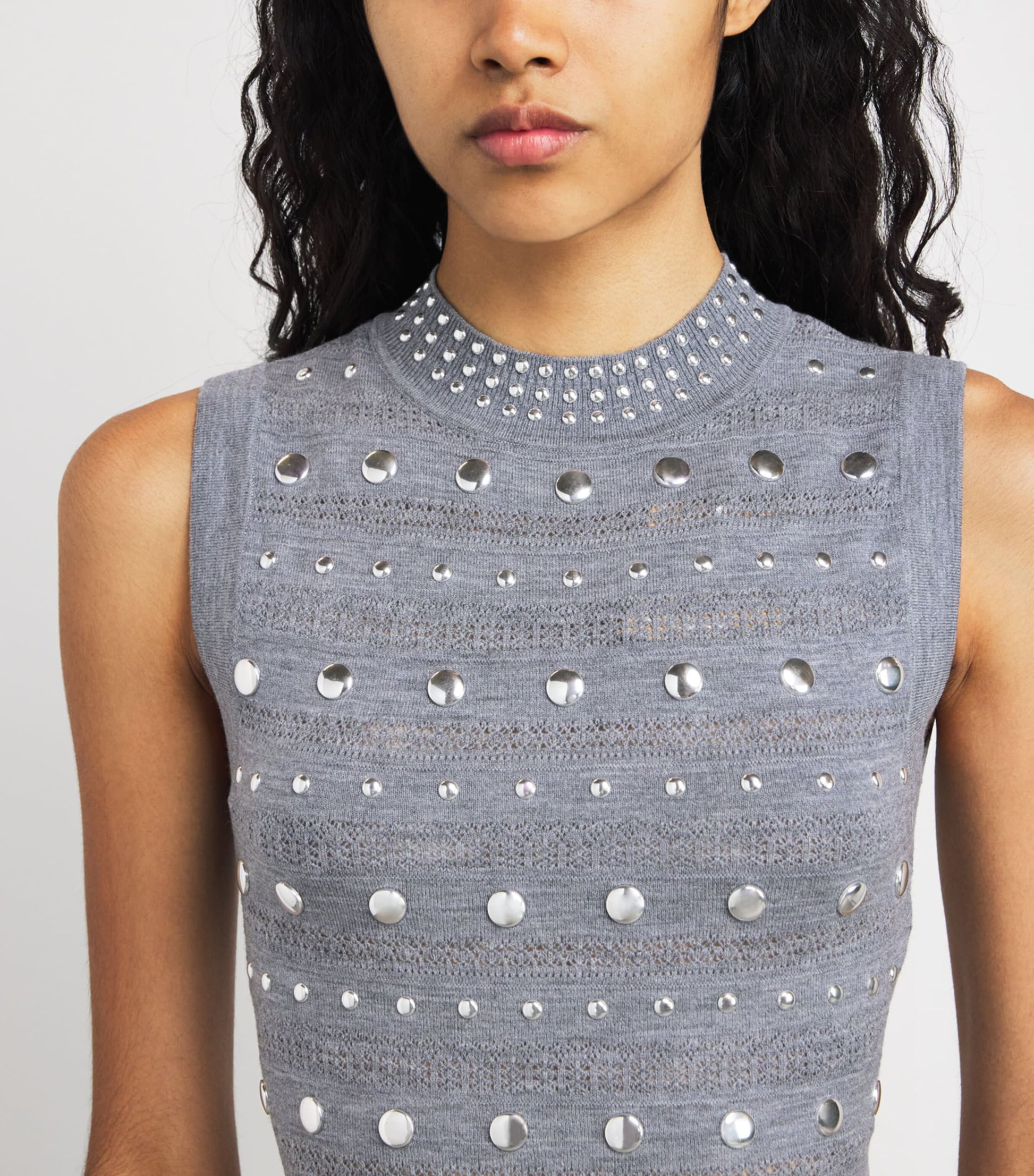 Wool-Blend Studded Maxi Dress GREY