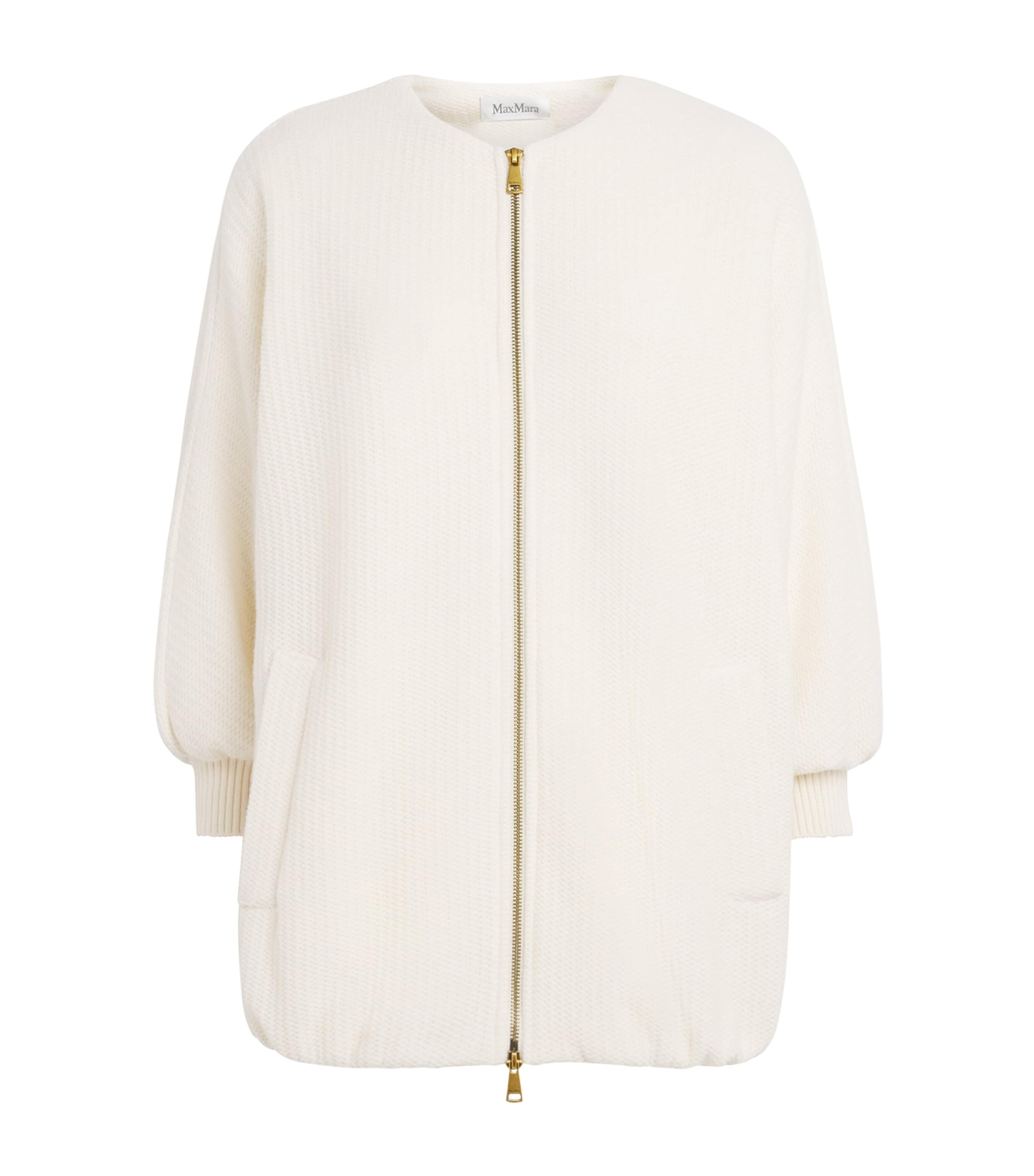 White Wool-Cashmere Knitted Jacket