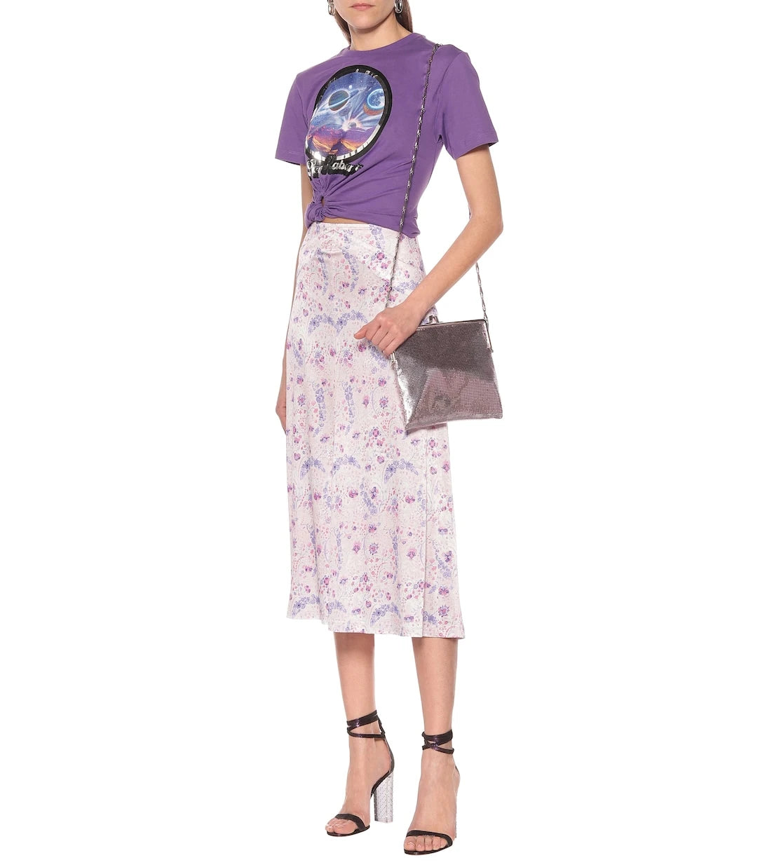 Rabanne - Floral stretch-jersey skirt