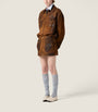 Miu Miu Brown Waxed Suede Mini Skirt