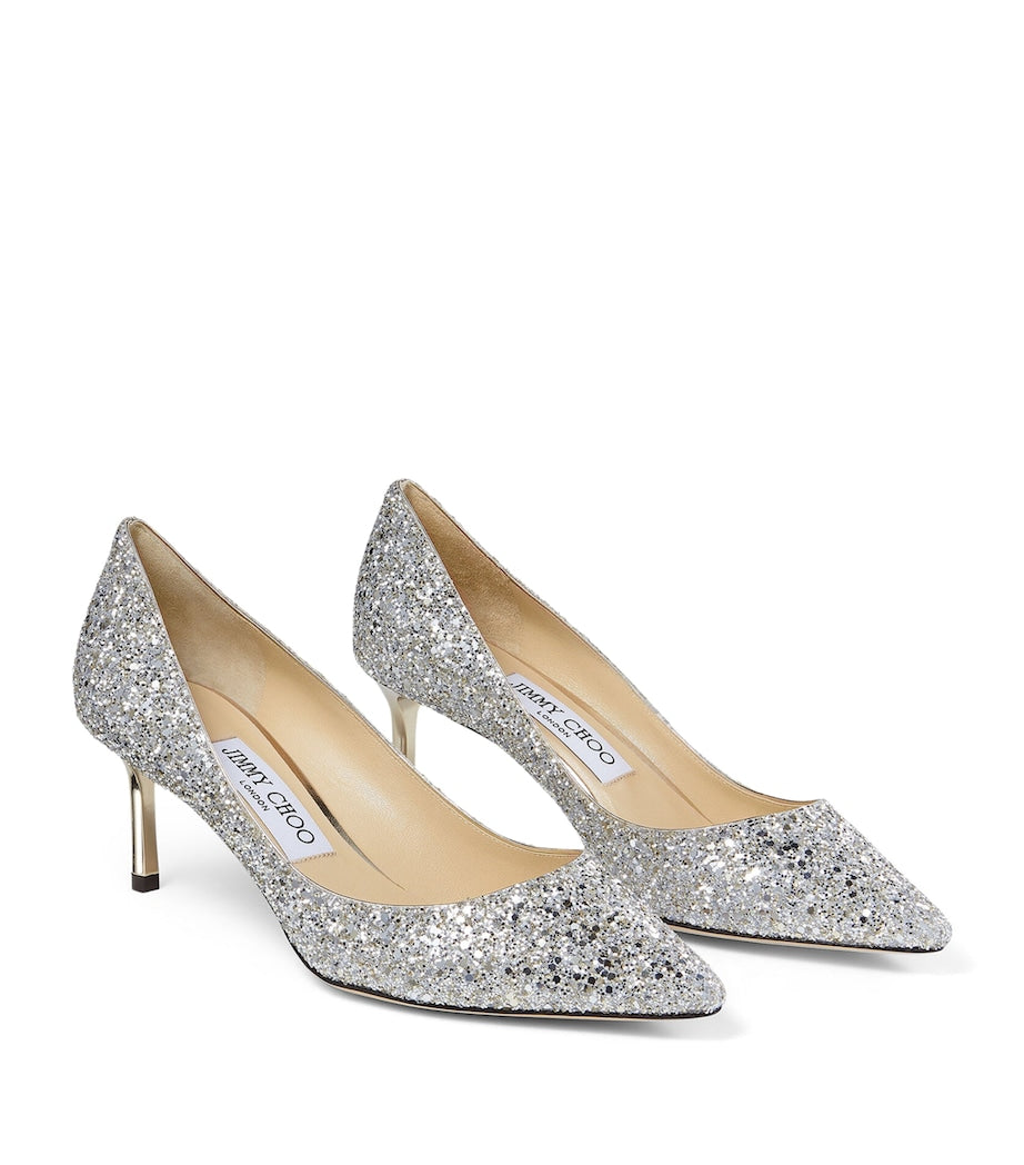 Jimmy Choo Neutral Romy 60 Glitter Pumps