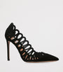Black Suede Peep Pumps 105