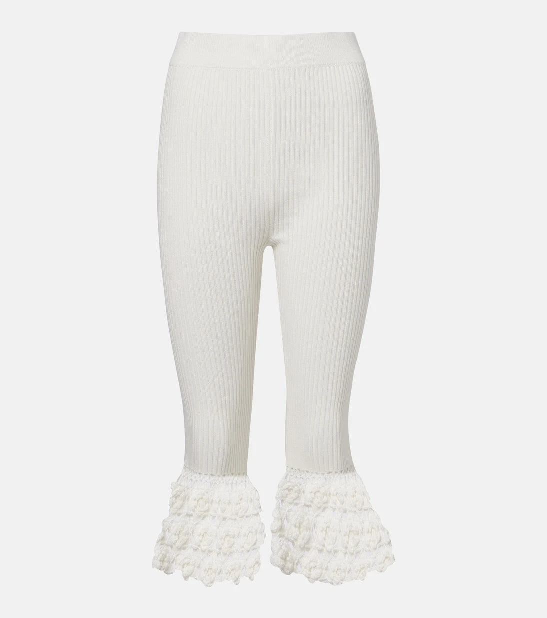 Ganni - Crochet-trimmed ribbed cotton-blend capri pants