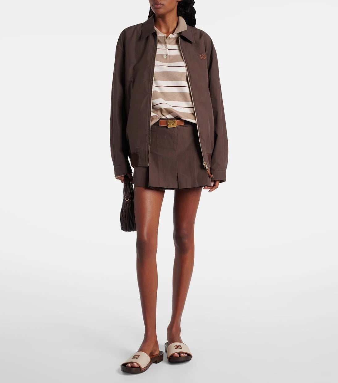 Miu Miu - Logo leather-trimmed canvas clogs