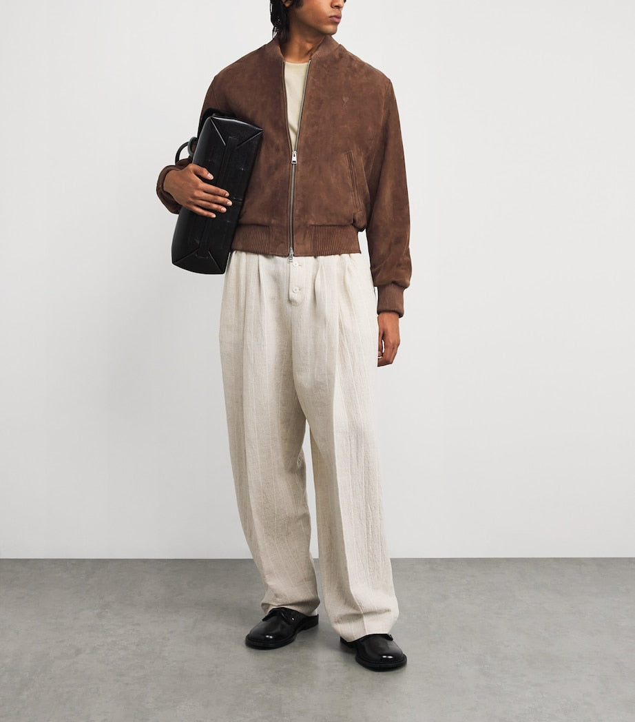 Brown Suede Ami de Coeur Bomber Jacket