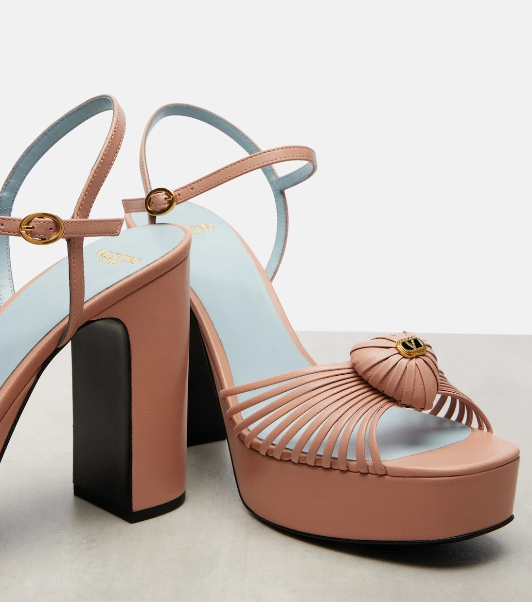 Valentino Garavani - Cœur Royal 115 leather platform sandals
