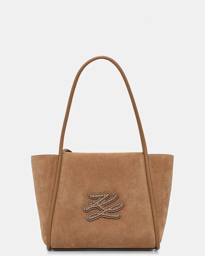 Karl Lagerfeld чанта tote дамска от велур K/AUTOGRAPH