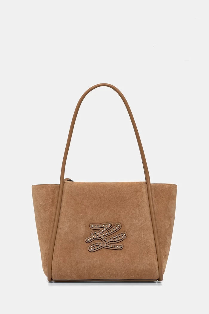 Karl Lagerfeld чанта tote дамска от велур K/AUTOGRAPH