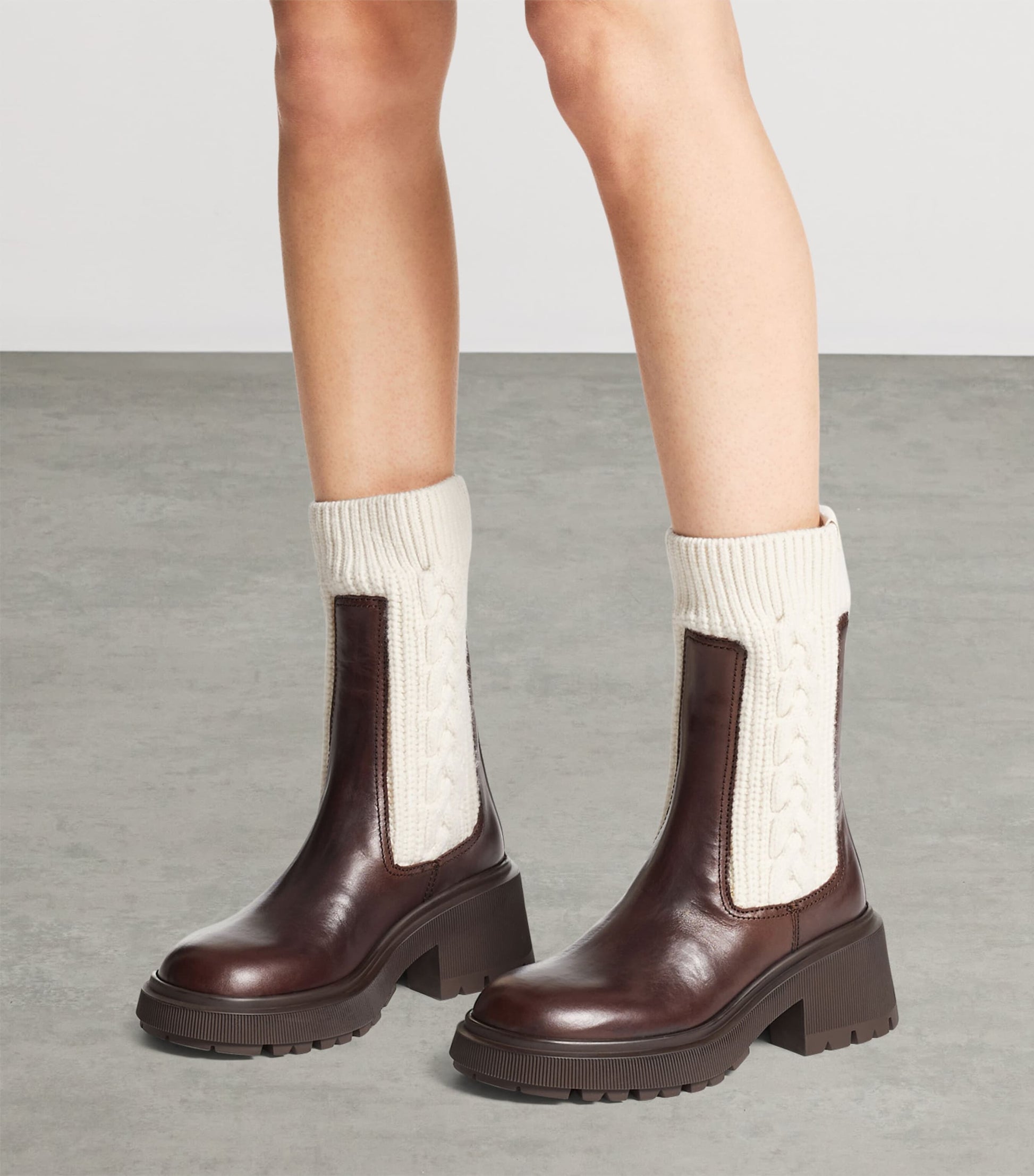 Tamia 70 Leather and Knit Boots
