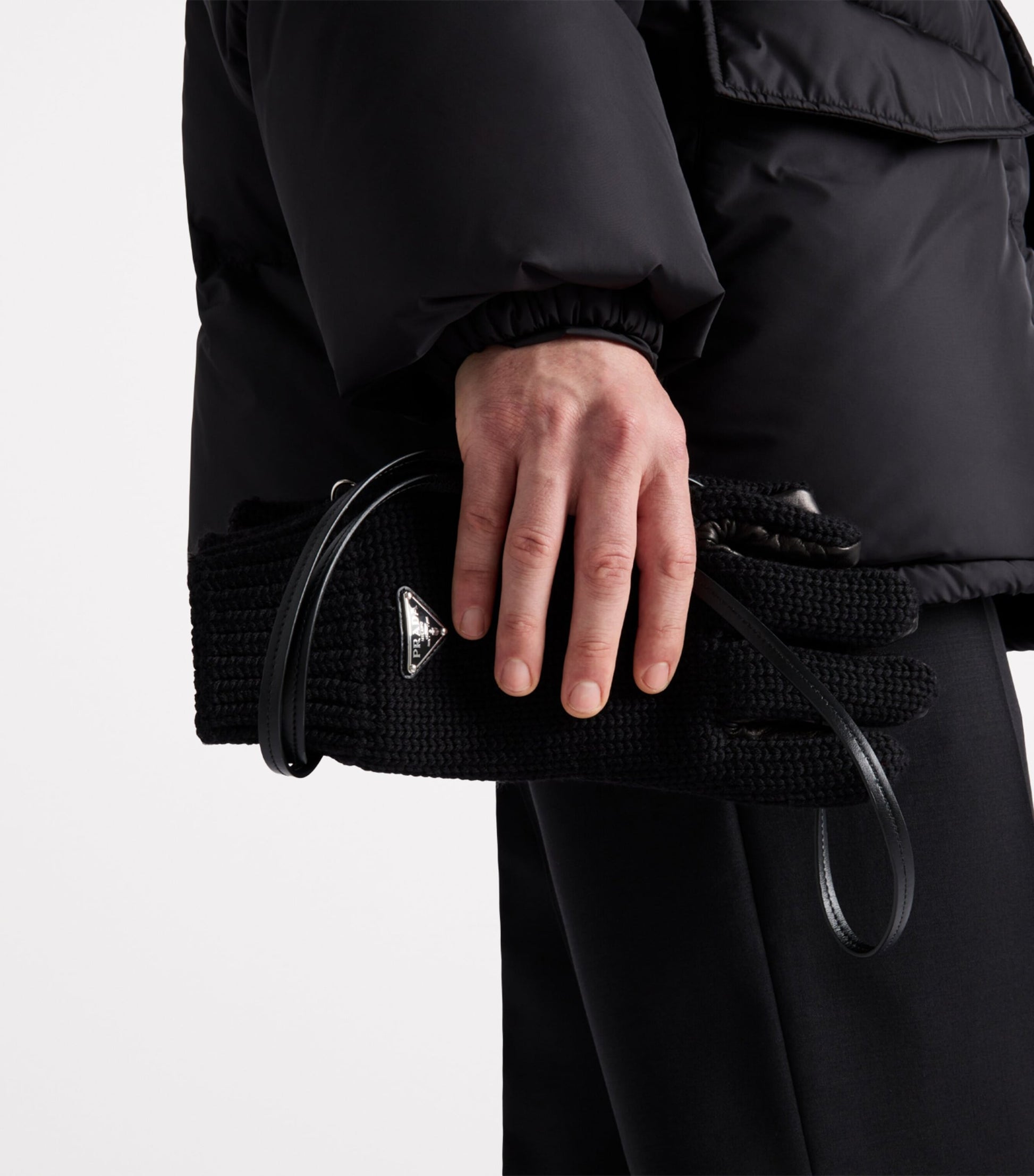 Virgin Wool Nappa Leather-Trimmed Gloves